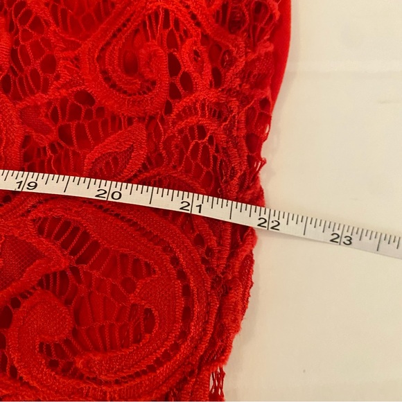 Tacera Elegant Red Lace Halter Women's Blouse Sz XL Sleeveless spaghetti strap - Picture 7 of 10